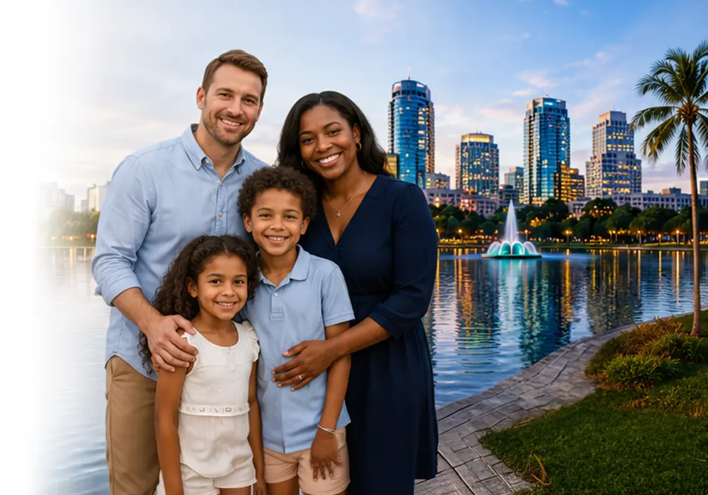 Florida family with skyline