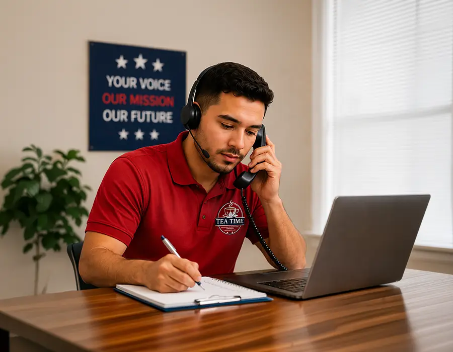 Volunteer making calls
